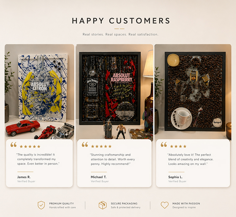 Clients who chose premium shattered glass art and luxury handmade wall art from ShatterCraft Studio